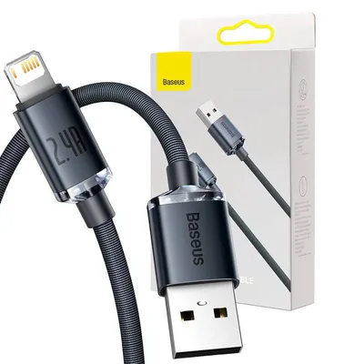 Kabel usb do lightning Baseus crystal shine, 2.4a, 2m (czarny)
