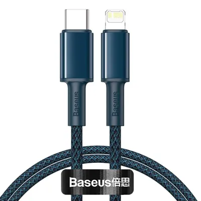 Kabel usb-c do lightning Baseus high density braided, 20w, 5a, pd, 1m (niebieski)