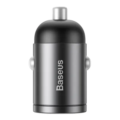 Mini ładowarka samochodowa Baseus tiny star, usb, qc 3.0, 30w (szara)