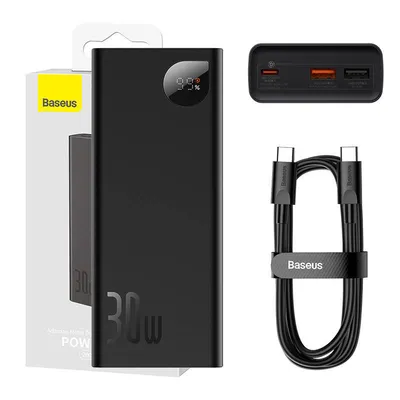 Powerbank Baseus adaman metal, 20000mah, 2xusb, usb-c 30w (czarny)