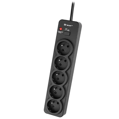 Tracer listwa zasilająca powerguard pro 1.8m (5 gniazd, 1 włącznik) czarna