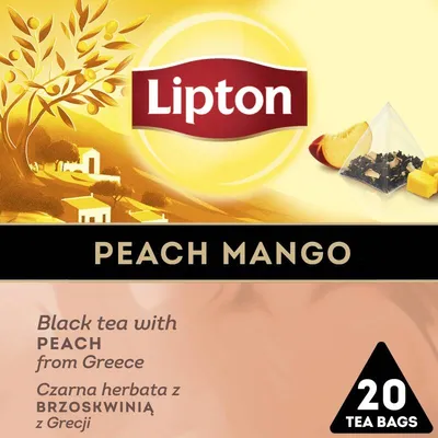 Herbata czarna brzoskwinia z mango piramidki LIPTON 20 torebek