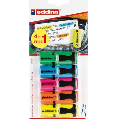 Zakreślacze EDDING 7 mix kolorów 1-3 mm 5szt