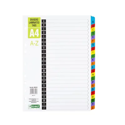 Przekładki a-z a4 D.RECT karton laminowane 24kart