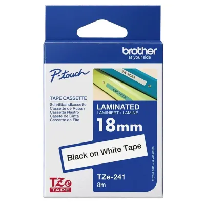 Tasiemka oryginalna czarny/białe BROTHER tze241 18mm x 8 m