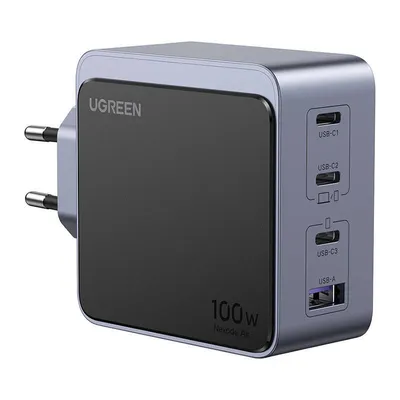 Ładowarka sieciowa UGREEN nexode air 100w, 3x usb-c, usb (szara)
