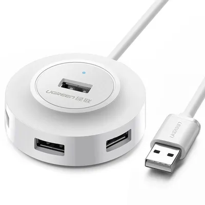 Hub UGREEN cr106, adapter 4w1, 4xusb, 1m (biały)