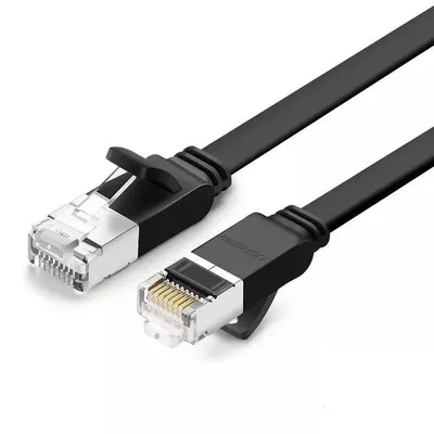 Ugreen nw101 płaski kabel sieciowy z metalowymi wtyczkami, ethernet rj45, cat.6, utp, 10m (czarny)