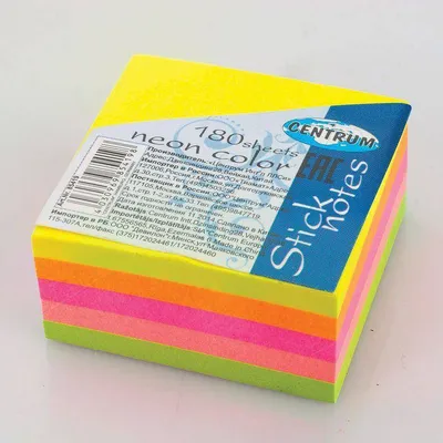 Karteczki samoprzylepne 38x38 CENTRUM 85419 neon*5 180 kart