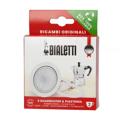 Bialetti - uszczelka (3 szt.) + sitko do kawiarek aluminiowych Bialetti 2tz