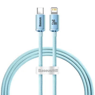Kabel usb-c do ip Baseus crystal shine, 20w, 1.2m (niebieski)