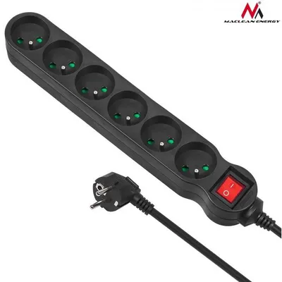Maclean listwa zasilająca 6g 5m mce188 2300w czarna