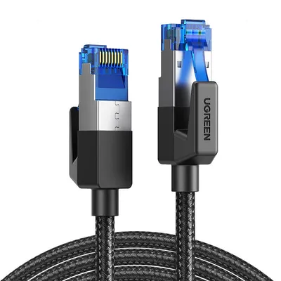 Ugreen nw153 kabel sieciowy w oplocie, ethernet rj45, cat.8, f/ftp, 2m (czarny)