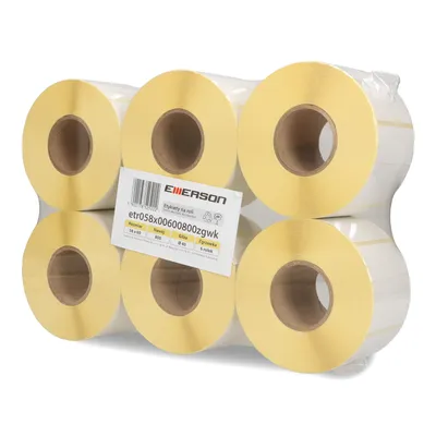 Etykiety samoprzylepne 58x60mm termiczne w rolce EMERSON termo eco białe 6rolek*800szt