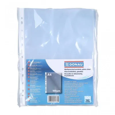 Koszulki krystaliczne a4 DONAU pp 100mic 100szt