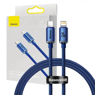 Kabel usb-c do lightning Baseus crystal, 20w, 1.2m (niebieski)