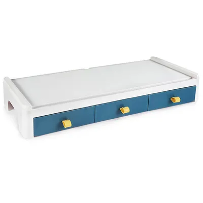 Podstawka z szufladkami pod monitor Yellow One 120-1958 niebieska