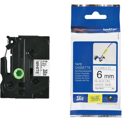 Tasiemka oryginalna czarny/białe BROTHER tzefx211 6mm x 8 m