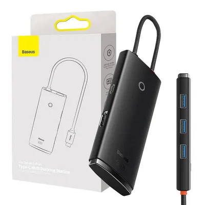 Hub 5w1 Baseus lite series usb-c do 3x usb 3.0 + usb-c + hdmi (czarny)