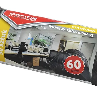 Worki na śmieci hdpe OFFICE PRODUCTS czarne 60l 50szt.