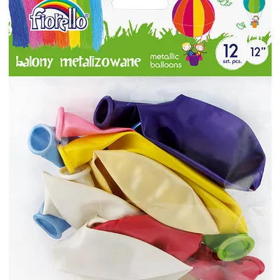 Balony 12" Fiorello 170-2455 metaliczny mix kolorów 12szt