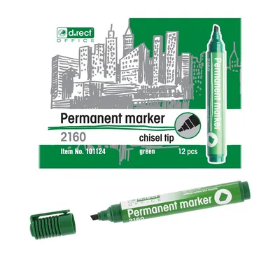 Marker permanentny D.RECT 2160 zielony ścięta 1-5mm