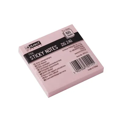 Karteczki samoprzylepne 76x76mm D.RECT z-notes różowe 100kart