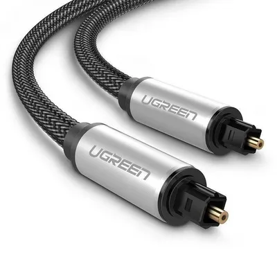 Ugreen av108 kabel optyczny toslink audio, aluminiowy z oplotem, 1.5m (szary)