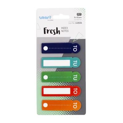 Zakładki indeksujące foliowe 12x45mm smart pet fresh totu 5x25szt