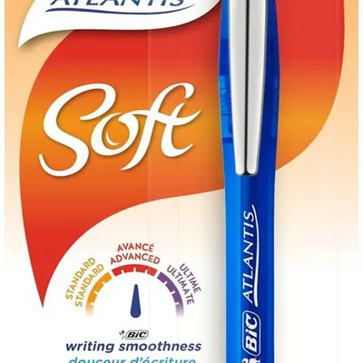 Długopis automatyczny z metalowym klipem z gumowym uchwytem BIC atlantis soft 8031246 niebieski 1.0mm niebieska obudowa 1szt blister