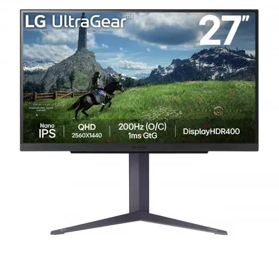 Lg electronics monitor 27 cali 27gs85q-b qhd ultragear 100hz, 1ms, 400cd, hdmi, dp, usb, pivot, has