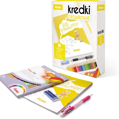 Kredki ołówkowe z kursem rysowania PENTEL cb8-24 24kol