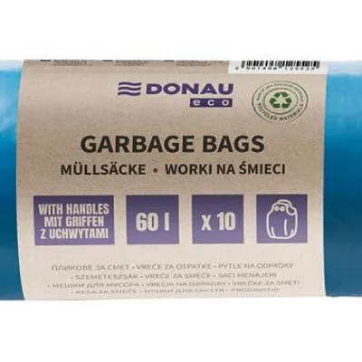 Worki ldpe z uszami DONAU ECO niebieskie 60l 10szt.