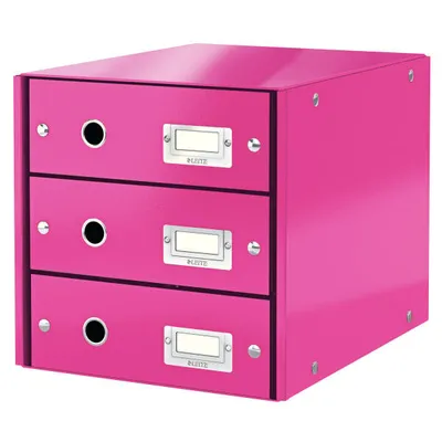 Pojemnik z szufladami 286x358x282mm LEITZ click & store wow 60480023 różowy 3 szuflady