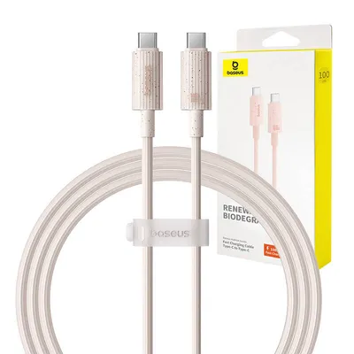 Kabel szybko ładujący Baseus usb-c do usb-c habitat series 100w, 1m (różowy)