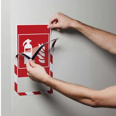 Ramka magnetyczna a4 DURABLE duraframe security 4945132 czerwono-biała na powierzchnie metalowe 5szt