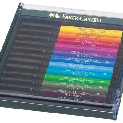 Zakreślacz & pisak artystyczny FABER-CASTEL pen brush 267421 mix intens. 12szt