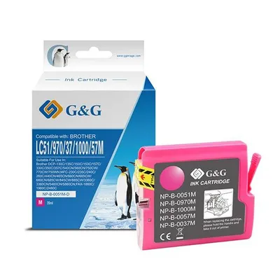 G&g kompatybilny ink / tusz z lc-1000m, lc-970m, magenta, 400s, np-b-0051m/1000m/970m, dla brother dcp-330c, 540cn, 130c, mfc-240c