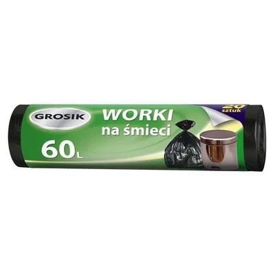 Worki hdpe GROSIK zza316200 czarne 60l 20 szt
