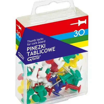 Pinezki tablicowe kolorowe w pojemniku plastikowym Grand 110-1419 30szt