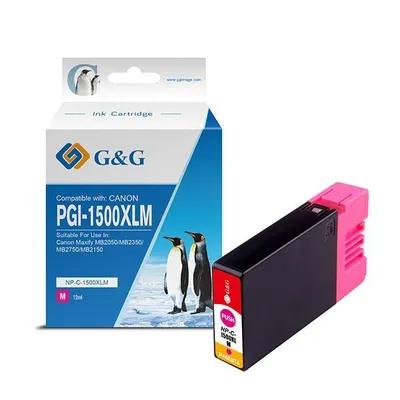 G&g kompatybilny ink / tusz z pgi 1500xl, magenta, np-c-1500xlm/c, dla canon maxify mb2050, mb2350