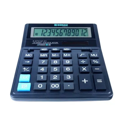 Kalkulator biurowy 203x158x31mm DONAU TECH k-dt4127-01 czarny solarne+bateria