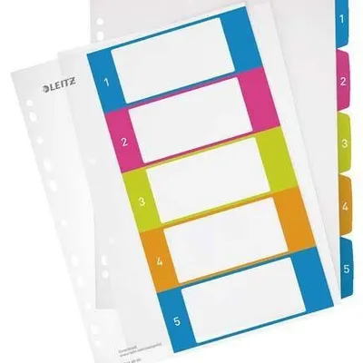 Przekładki 1-5 a4 LEITZ wow numeryczne 12410000 plastikowe