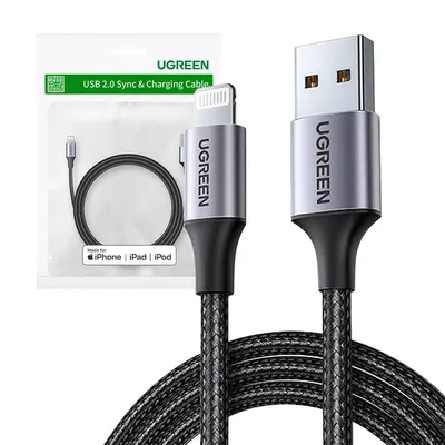 Kabel lightning do usb UGREEN 2.4a us199, 2m (czarny)