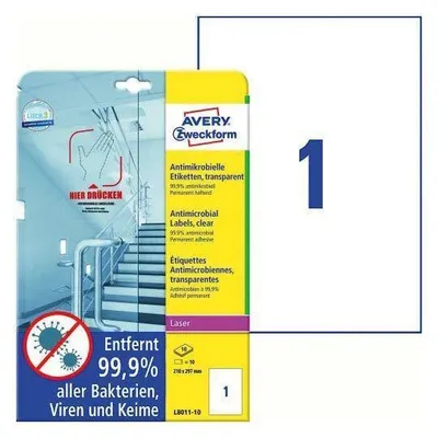 Folie samoprzylepne 210x297mm antywirusowe i antybakteryjne trwała l8011-10 przezroczyste 10ark*1szt