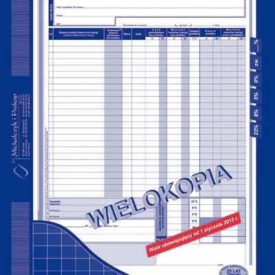 Druk akcydensowy fa dla prowadzących sprzedaż w cenach netto a4 Michalczyk i Prokop wielokopia 80 kart.