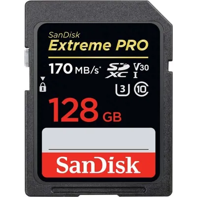 Sandisk karta pamięci extreme pro sdxc 128gb 170/90 mb/s v30 uhs-i u3