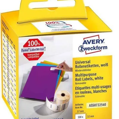 Etykiety samoprzylepne 32x57mm usuwalne, w rolce do druk. term. ass0722540 białe 500 szt