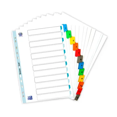 Przekładki 1-12 a4 OXFORD mylar 100204616 białe karton 170 g/m²