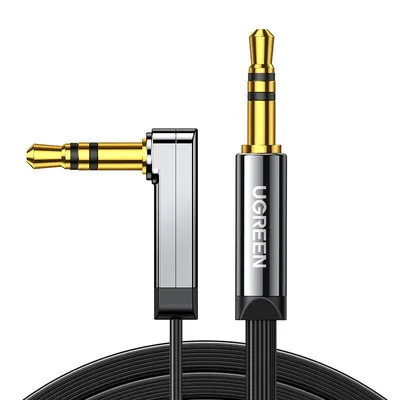 Kątowy kabel mini jack 3,5mm aux UGREEN av119, płaski, 5 m (czarny)